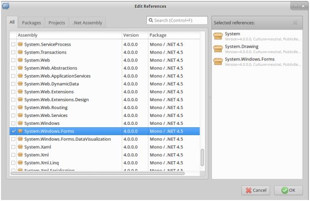 Adding the references to the namespaces